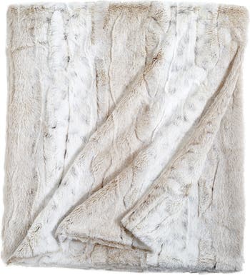 Snow Leopard Print Faux Fur Throw Blanket