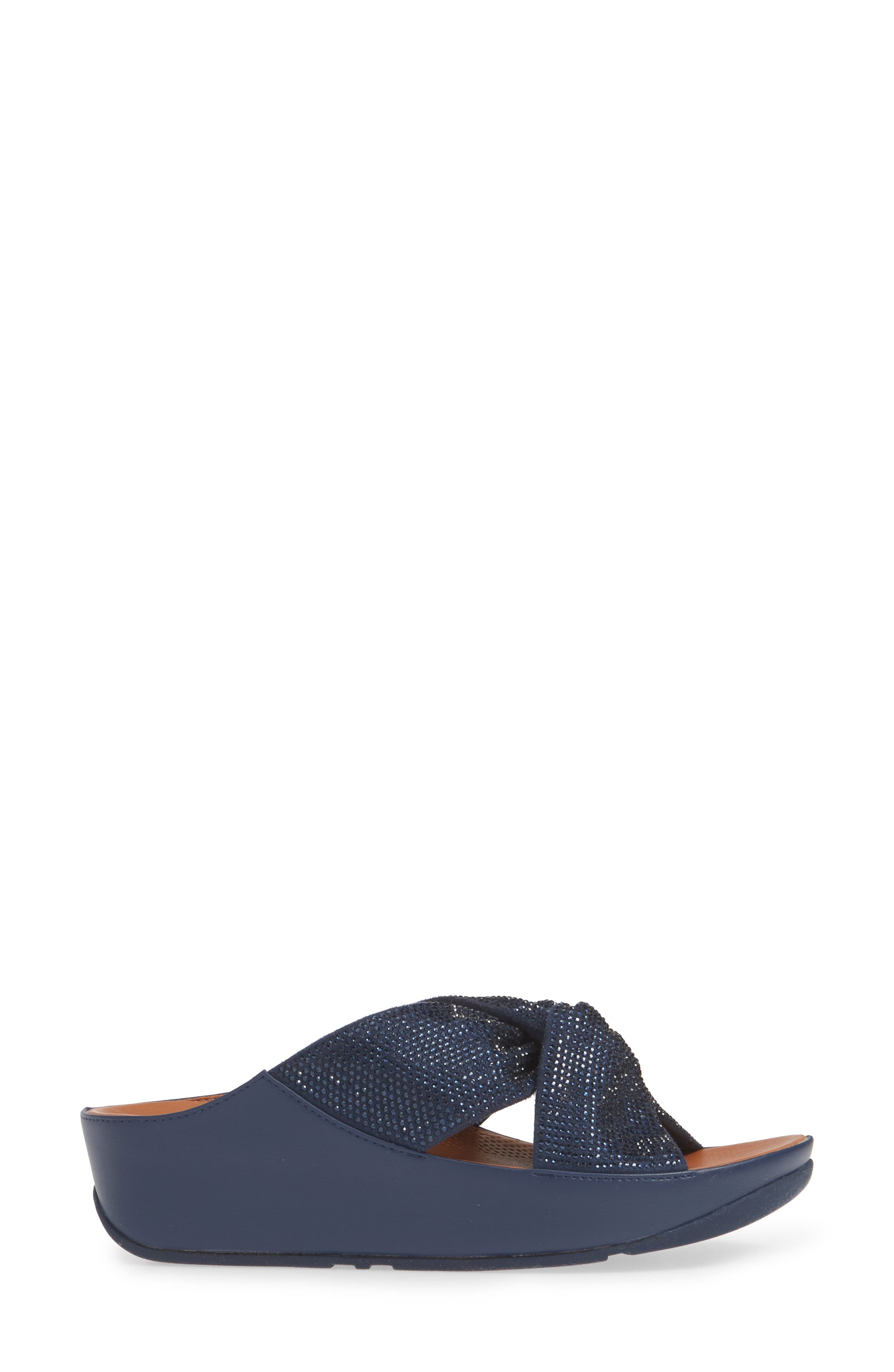 Twiss Crystal Embellished Slide Sandal, Alternate, color, MIDNIGHT NAVY FABRIC