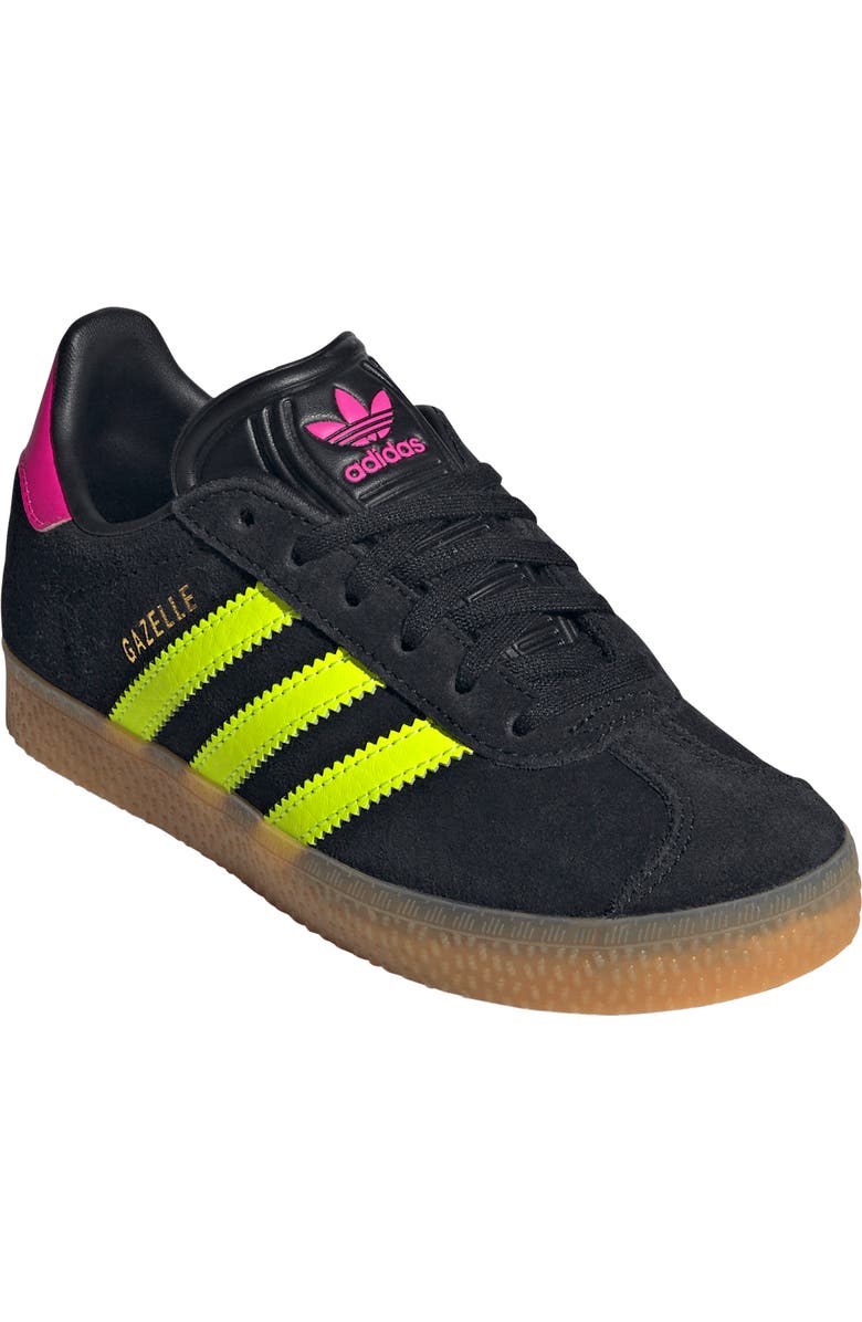 adidas Kids' Gazelle Low Top Sneaker, Main, color, Black/ Green/ Pink