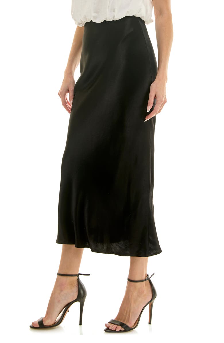 Socialite Bias Cut Satin Maxi Skirt, Alternate, color, Black