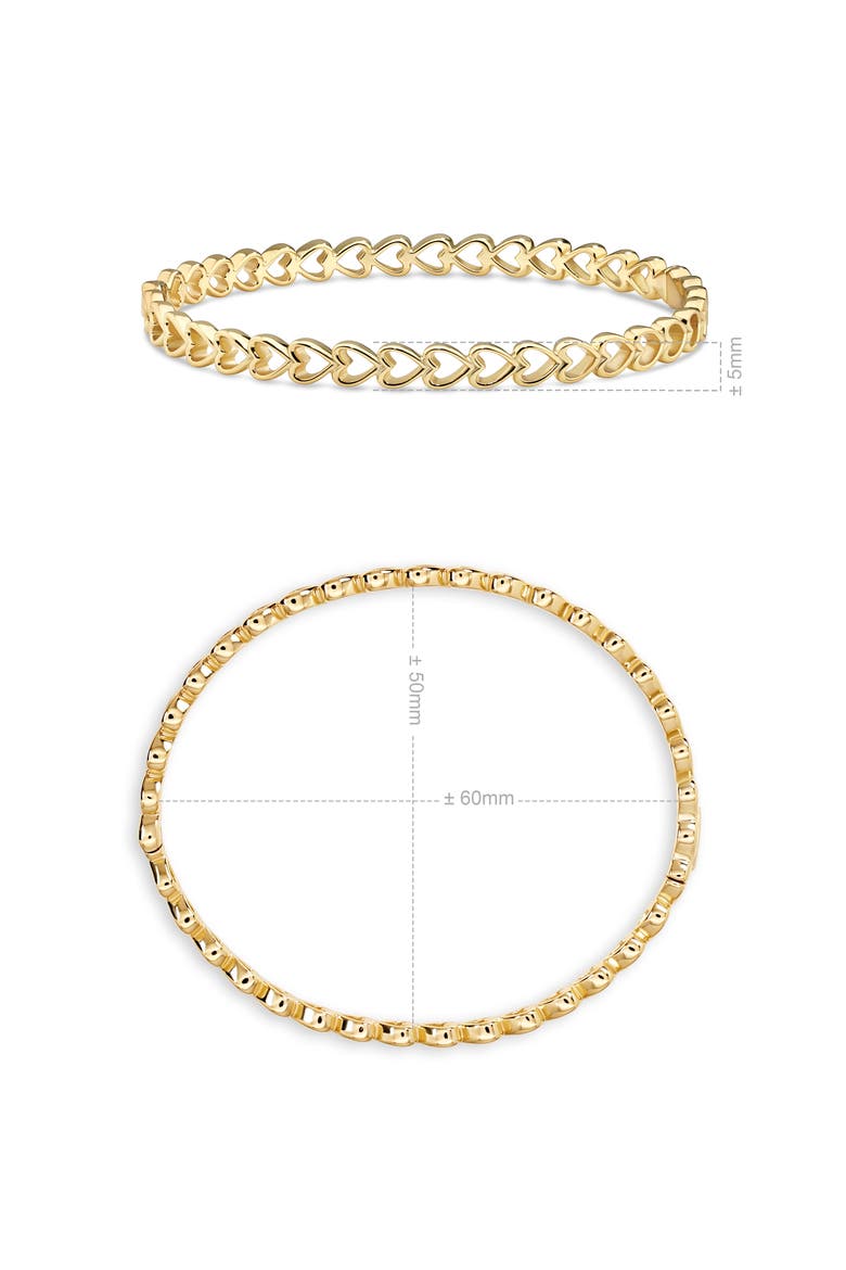 Open Heart Bangle Bracelet in Gold Plated Sterling Silver, Alternate, color, Yellow Gold