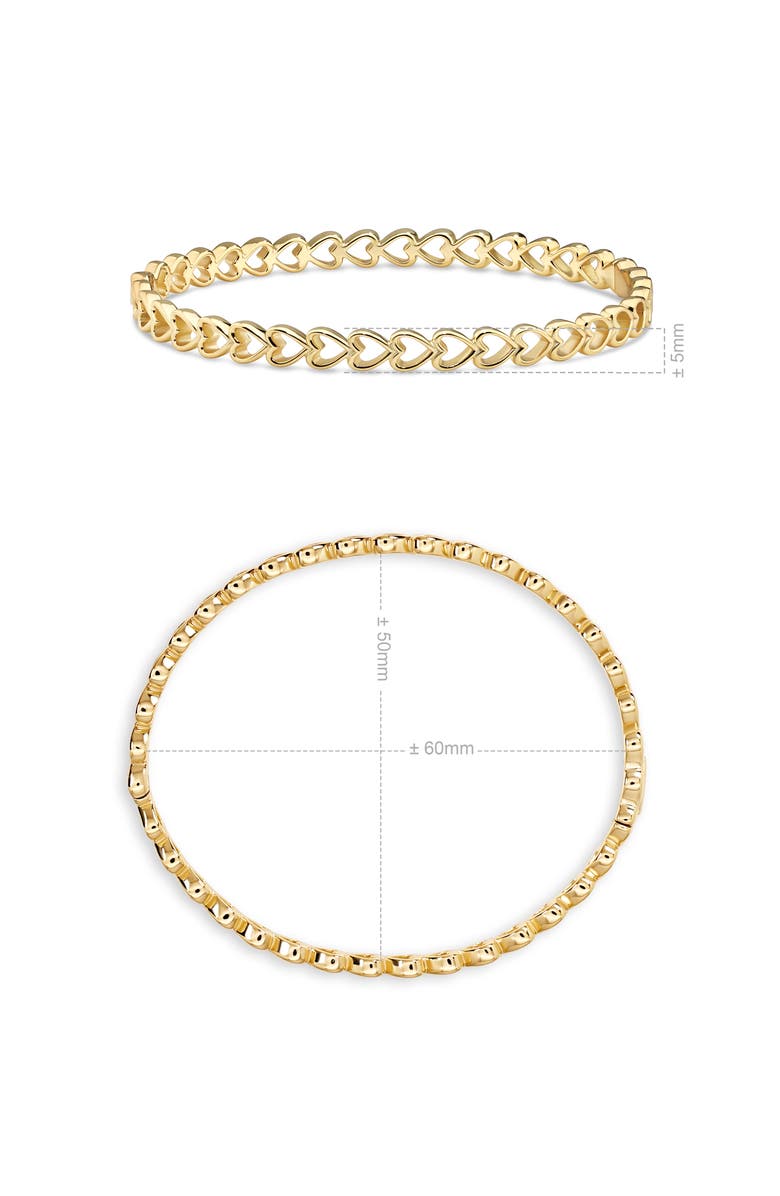 DEVATA Open Heart Bangle Bracelet in Gold Plated Sterling Silver, Alternate, color, Yellow Gold
