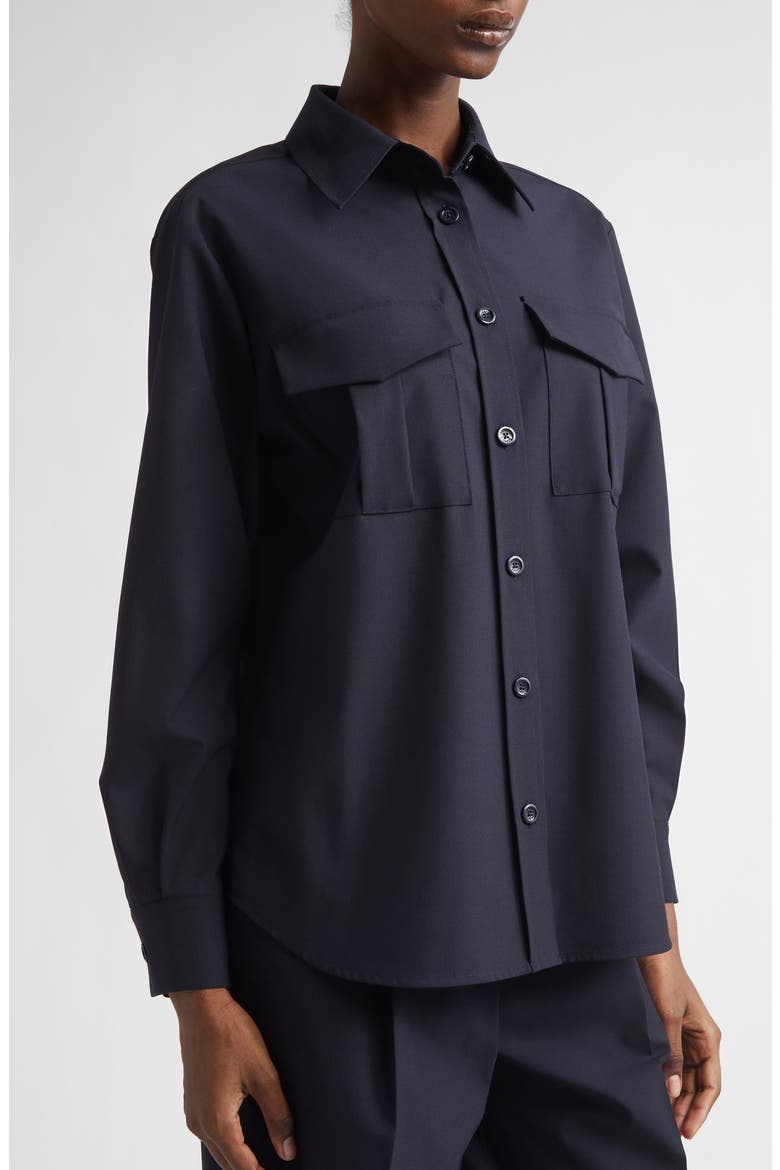 Oversize Lightweight Stretch Blend Button-Up Shirt, Alternate, color, 9200 NAVY