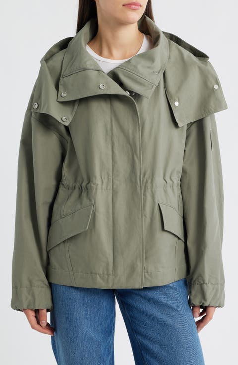 Olivine Oversize Water Repellent Bonded Twill Jacket