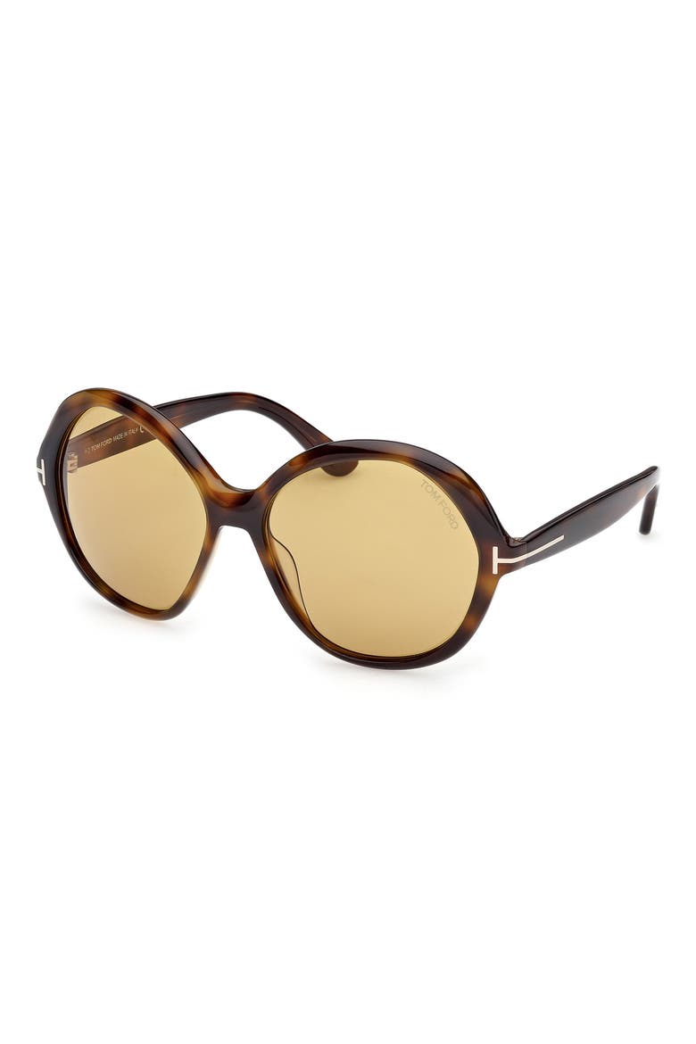 Annabelle 60mm Gradient Round Sunglasses, Alternate, color, SHINY DARK HAVANA/ ECO/ VICUNA