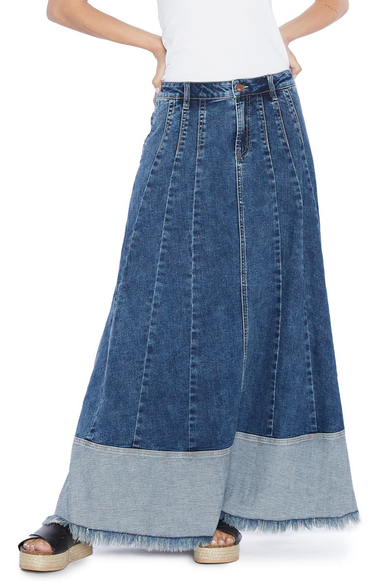 Wash Lab Denim Let's Go Colorblock Denim Maxi Skirt, Main, color, 