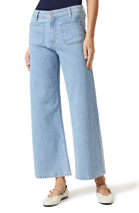 Paloma Marine Patch Pocket Ankle Wide Leg Jeans (Light Blue Flex Blue)