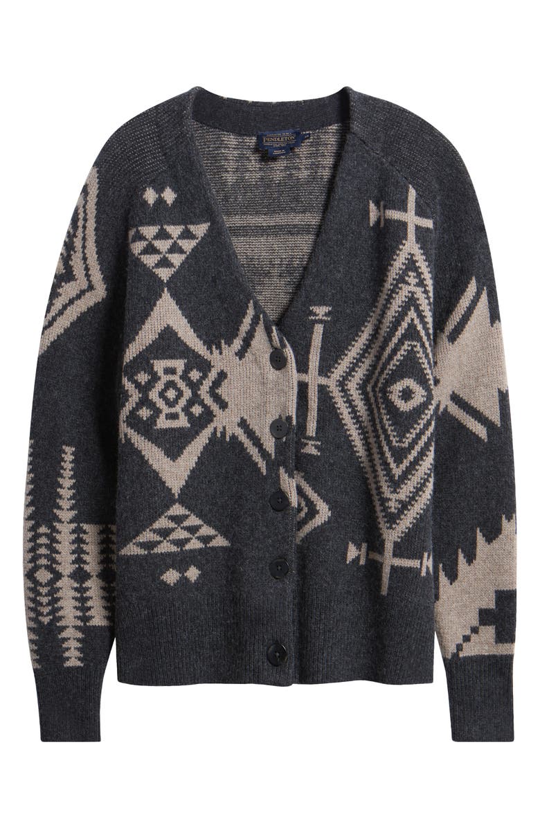 Pendleton Oversize Wool Blend Cardigan, Alternate, color, Black/ Taupe
