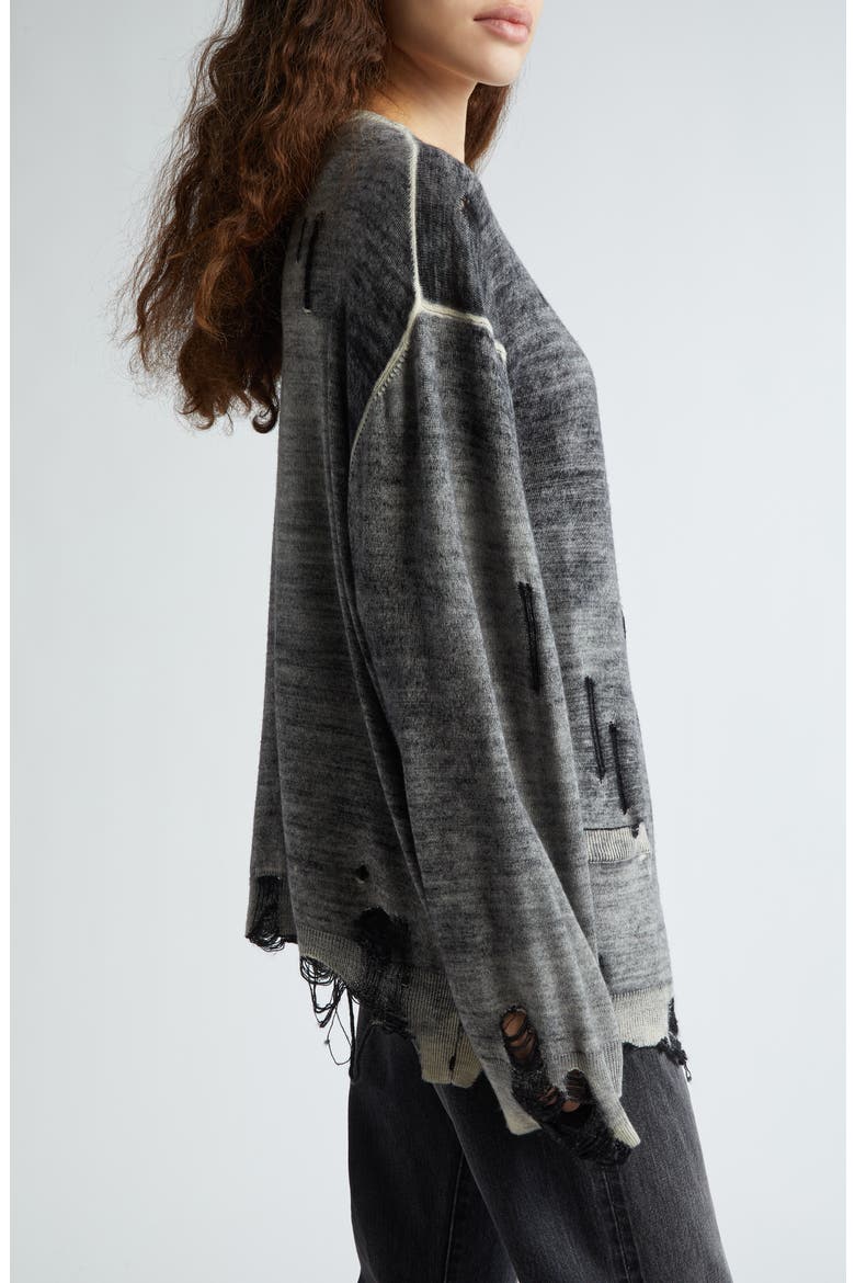Destroyed Oversize Merino Wool Cardigan, Alternate, color, DISTRESSED BLACK