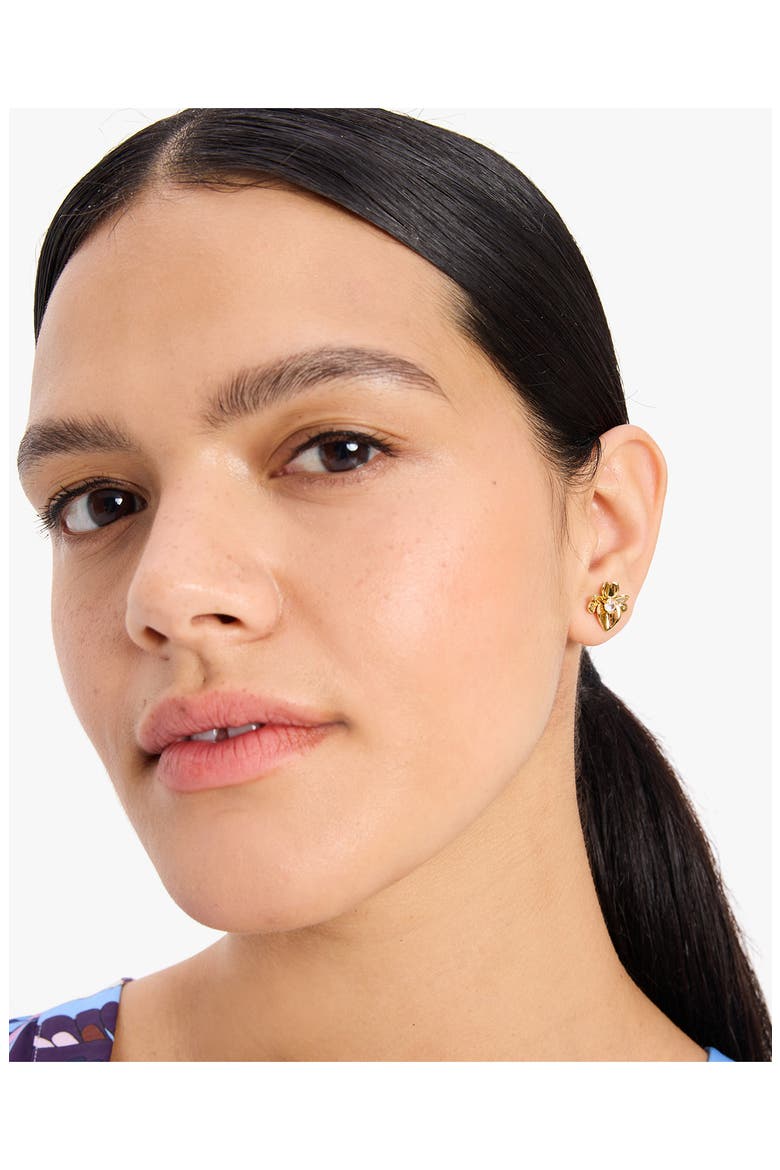 precious pansy stud earrings, Alternate, color, GOLD.