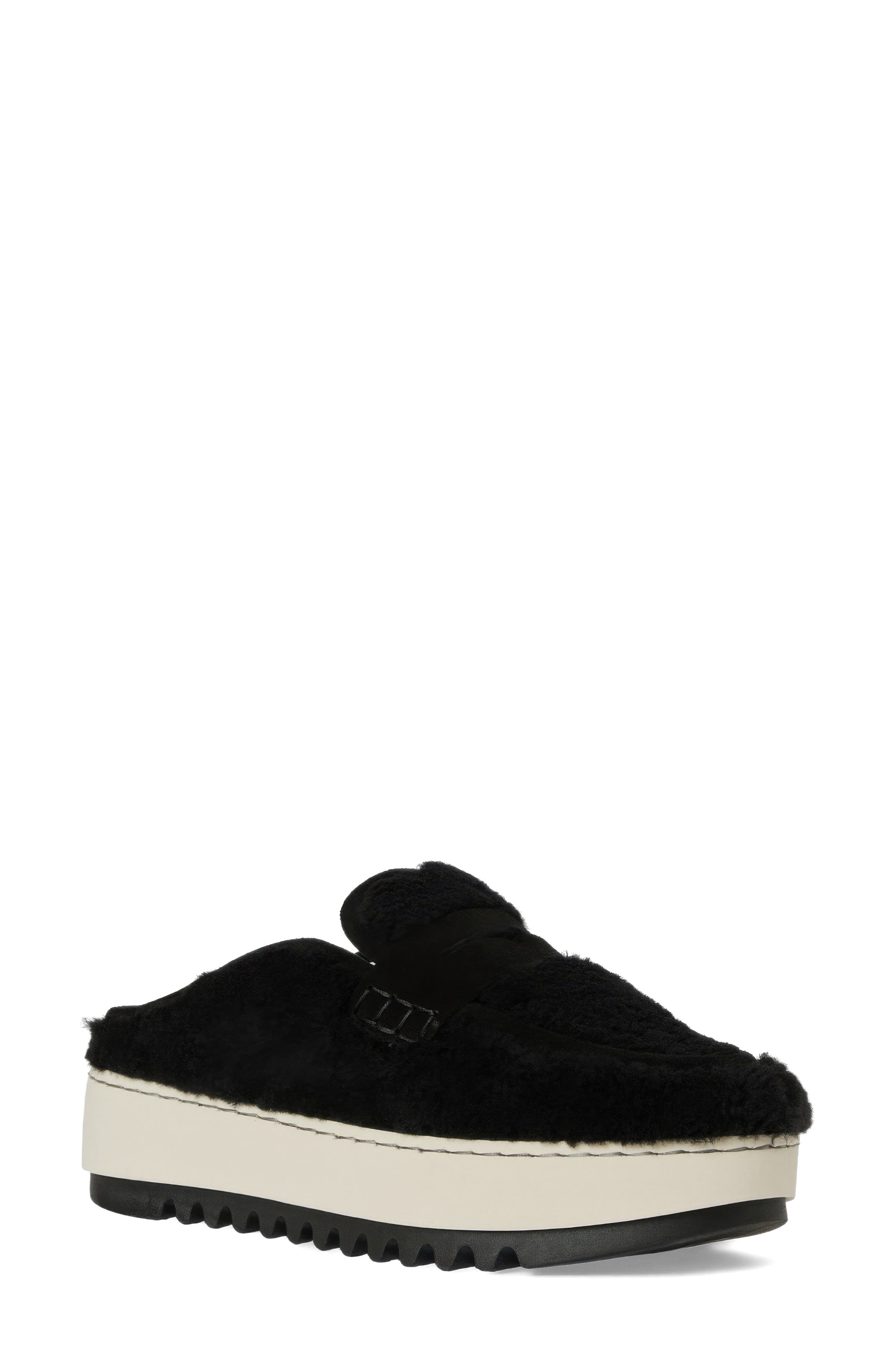 Amata Weatherproof Genuine Shearling Mule, Main, color, BLACK/ SHEARLING