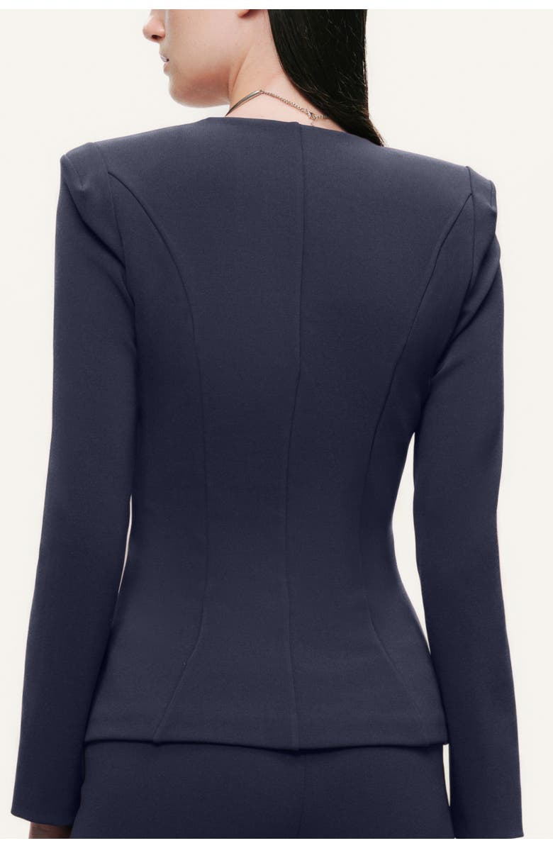 Nocturne Zip-Front Structured Top, Alternate, color, Navy Blue