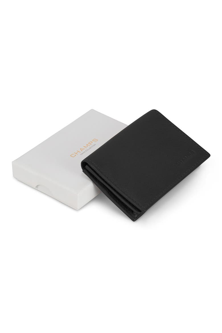 Onyx Leather RFID Vertical Slim Wallet, Alternate, color, BLACK