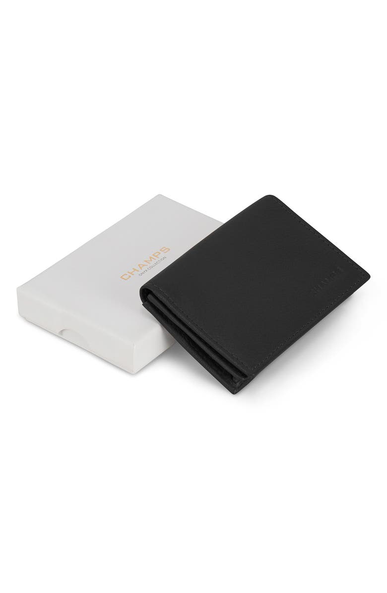 CHAMPS Onyx Leather RFID Vertical Slim Wallet, Alternate, color, Black