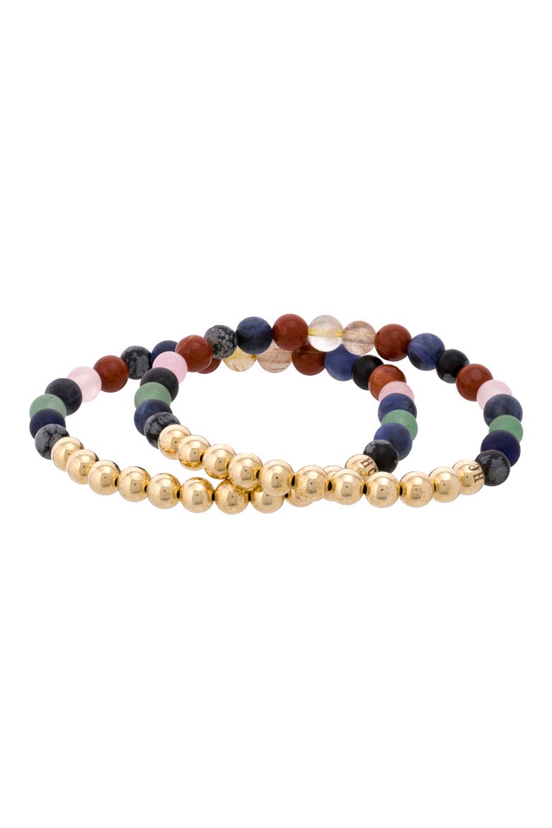N32 Emotional Eating Set of 2 Healer's Bracelets, Alternate, color, YELLOW GOLD