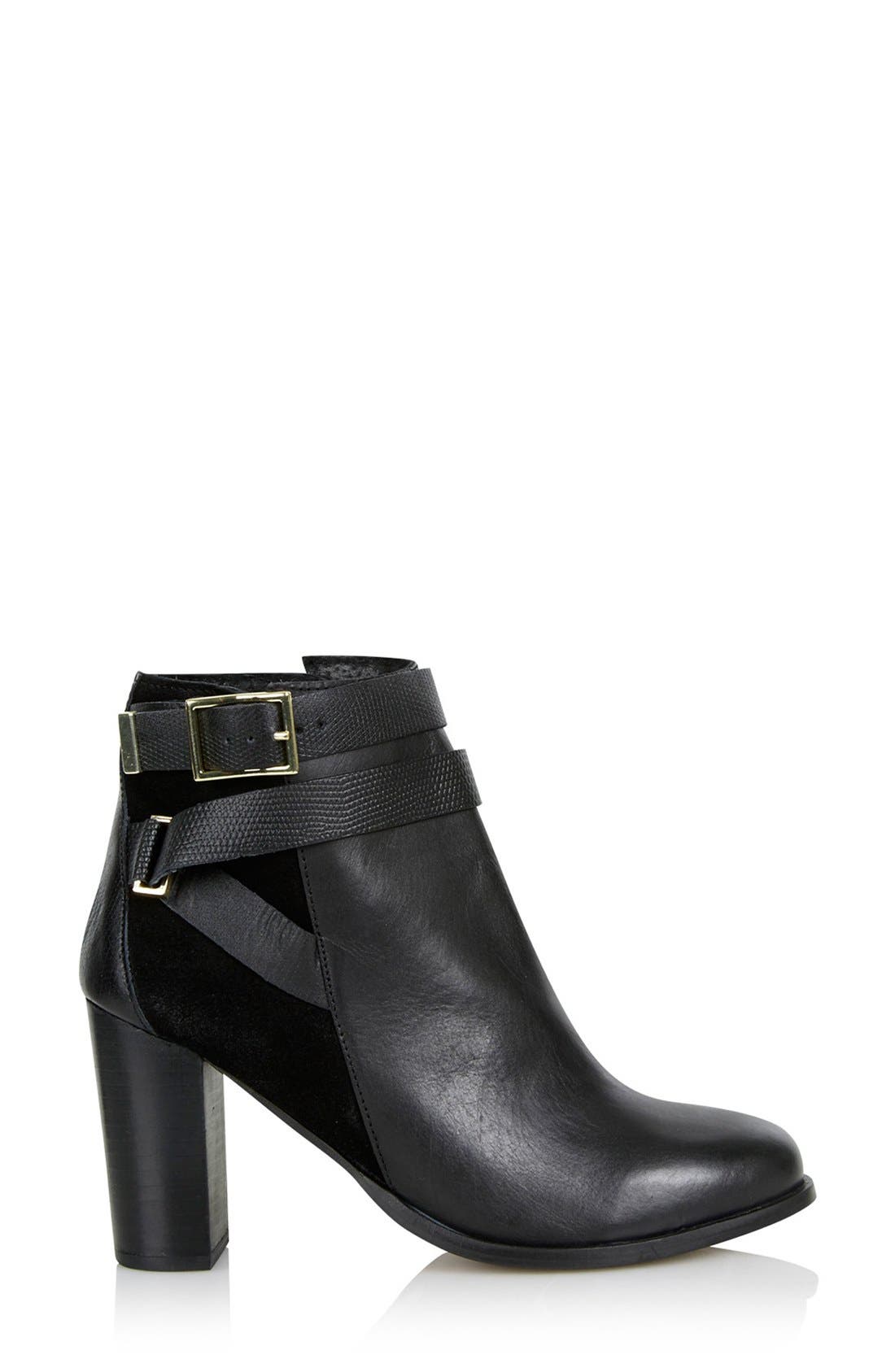 Topshop 'Harper Buckle' Ankle Boot, Alternate, color, 