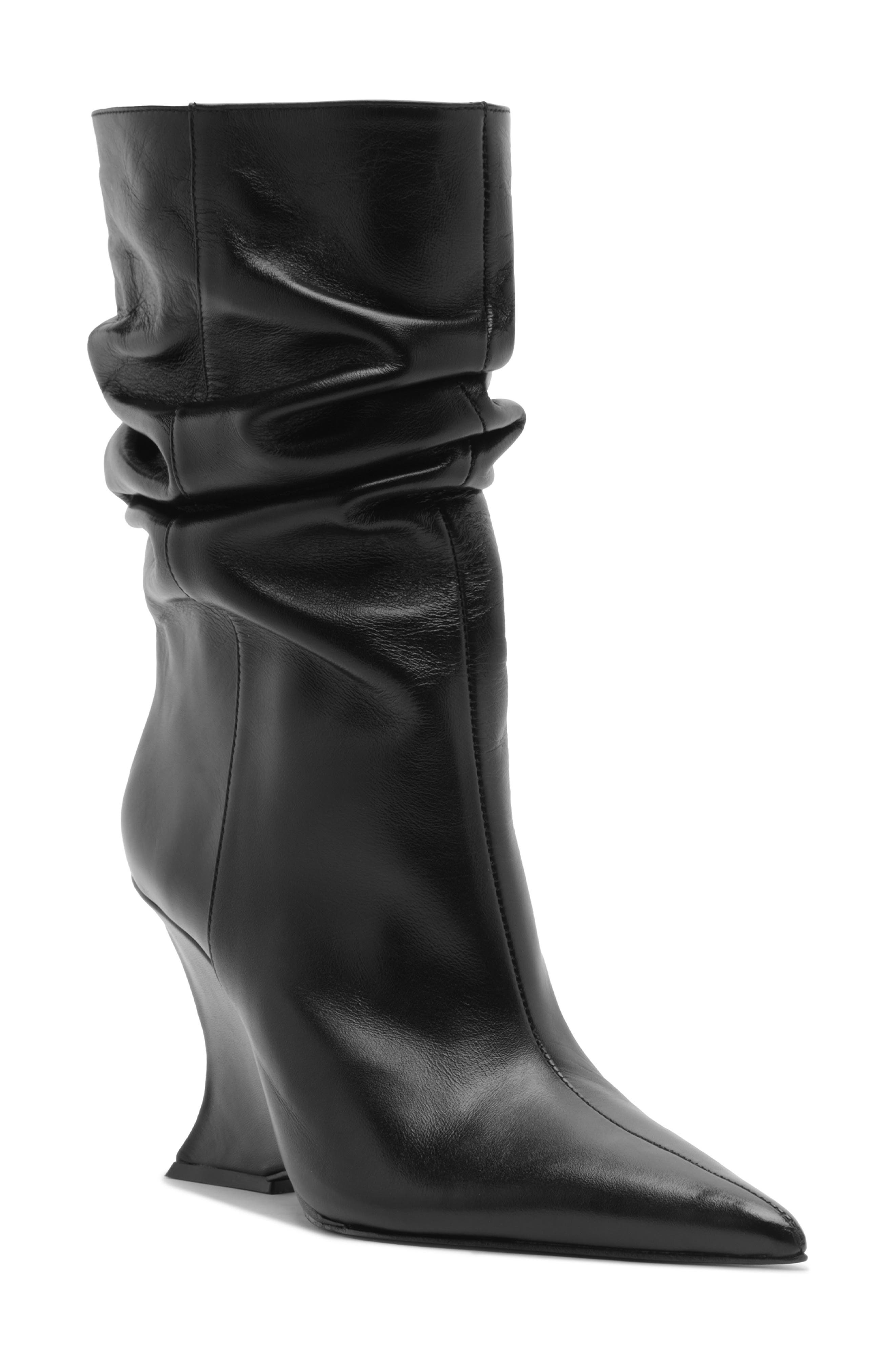 Schutz Siena Slouch Wedge Bootie, Main, color, Black