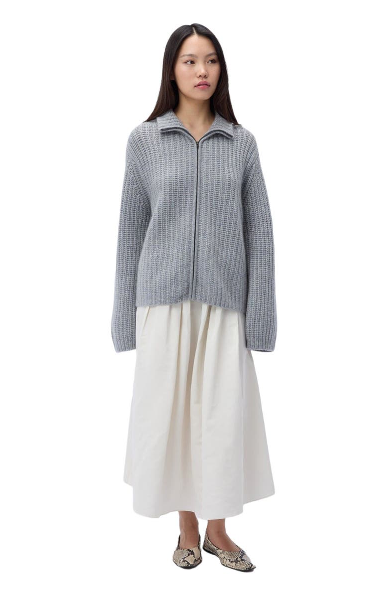 GOBI Mongolian Cashmere Chunky Cashmere Cardigan with Zipper, Alternate, color, Vapor Blue