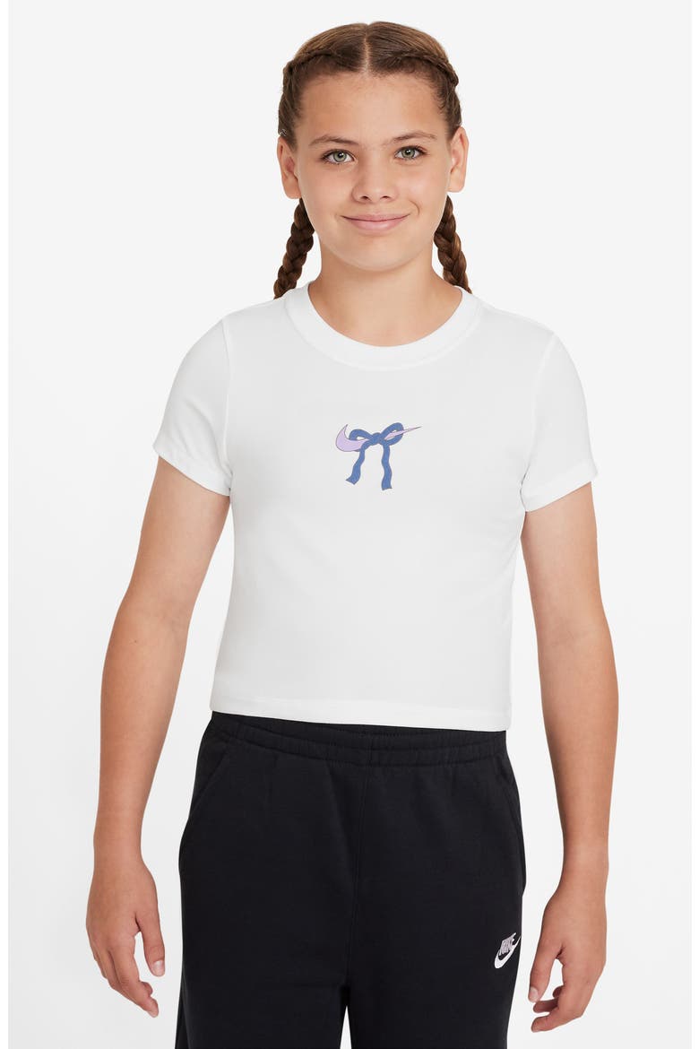 Kids' Sportswear Graphic Crop T-Shirt, Main, color, WHITE