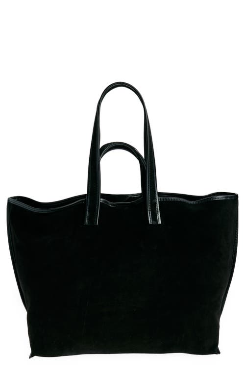 Kassl Large Contrast Trim Suede Tote In Black 0001