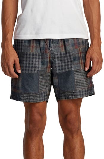 Rvca Escape Drawstring Cotton Walking Shorts In Blue