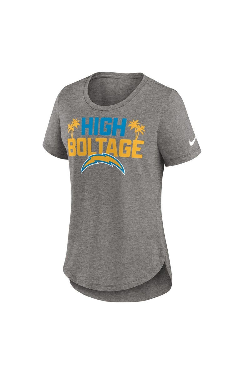 Nike Women's Nike Heather Charcoal Los Angeles Chargers Local Fashion Tri-Blend T-Shirt, Alternate, color, 