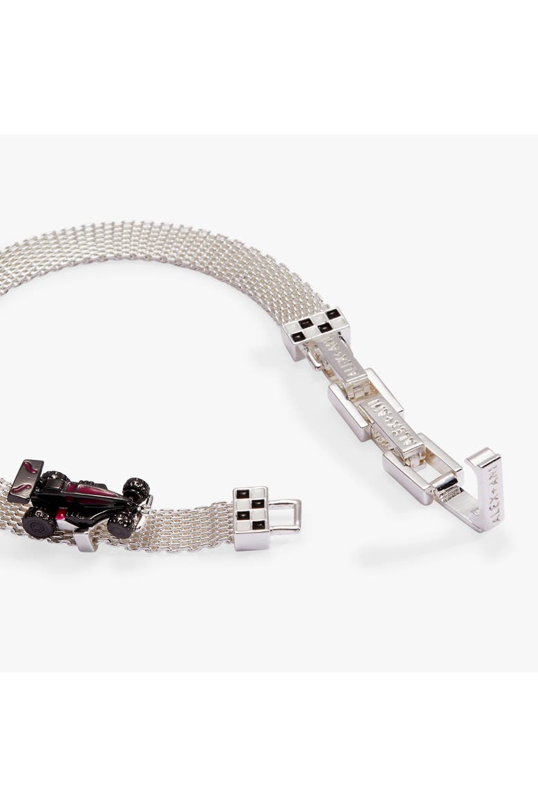 Hot Wheels Moveable Racecar Mesh Bracelet, Alternate, color, Silver