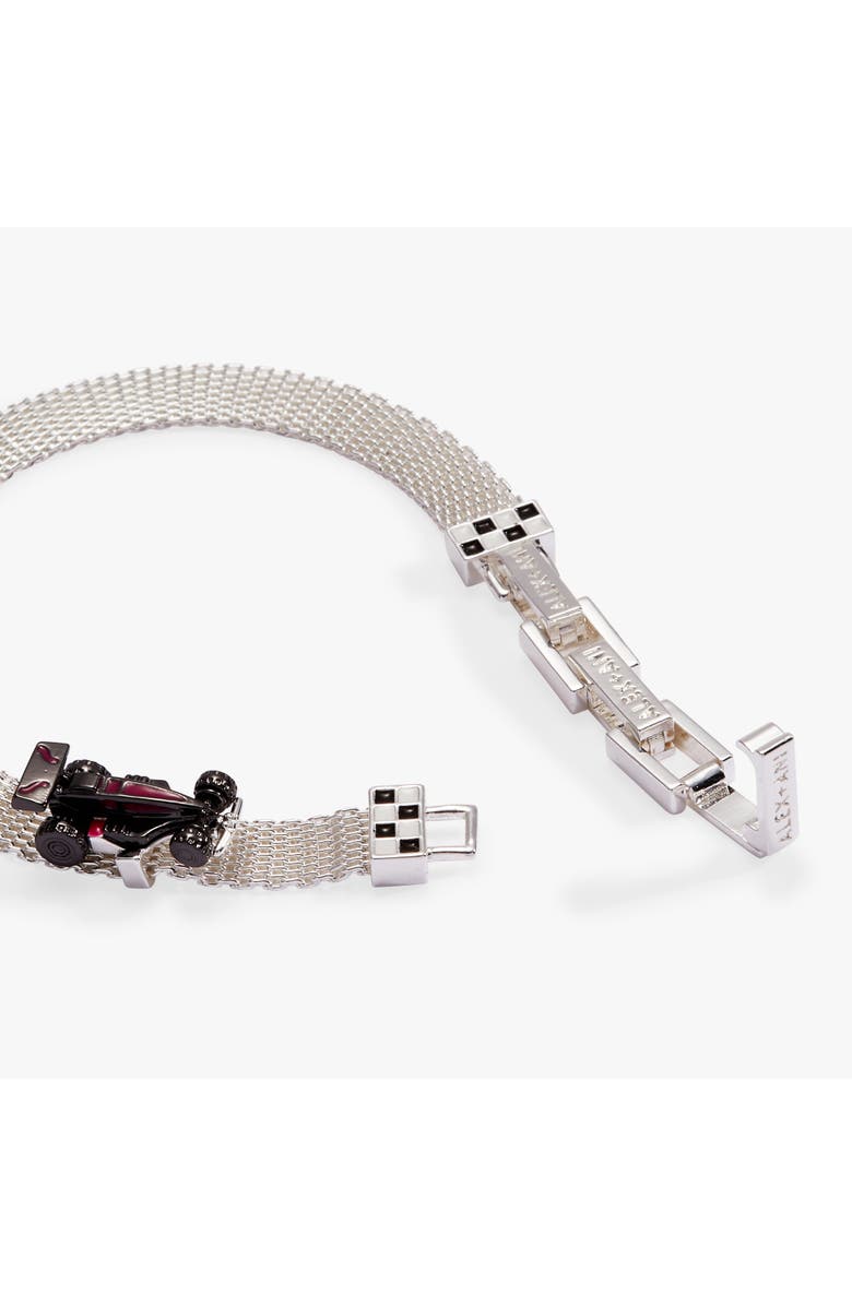 Alex and Ani Hot Wheels Moveable Racecar Mesh Bracelet, Alternate, color, Silver