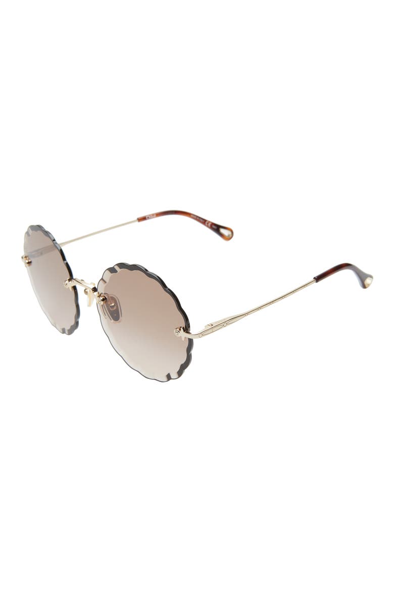 60mm Gradient Round Sunglasses, Alternate, color, GOLD/ BROWN GRADIENT
