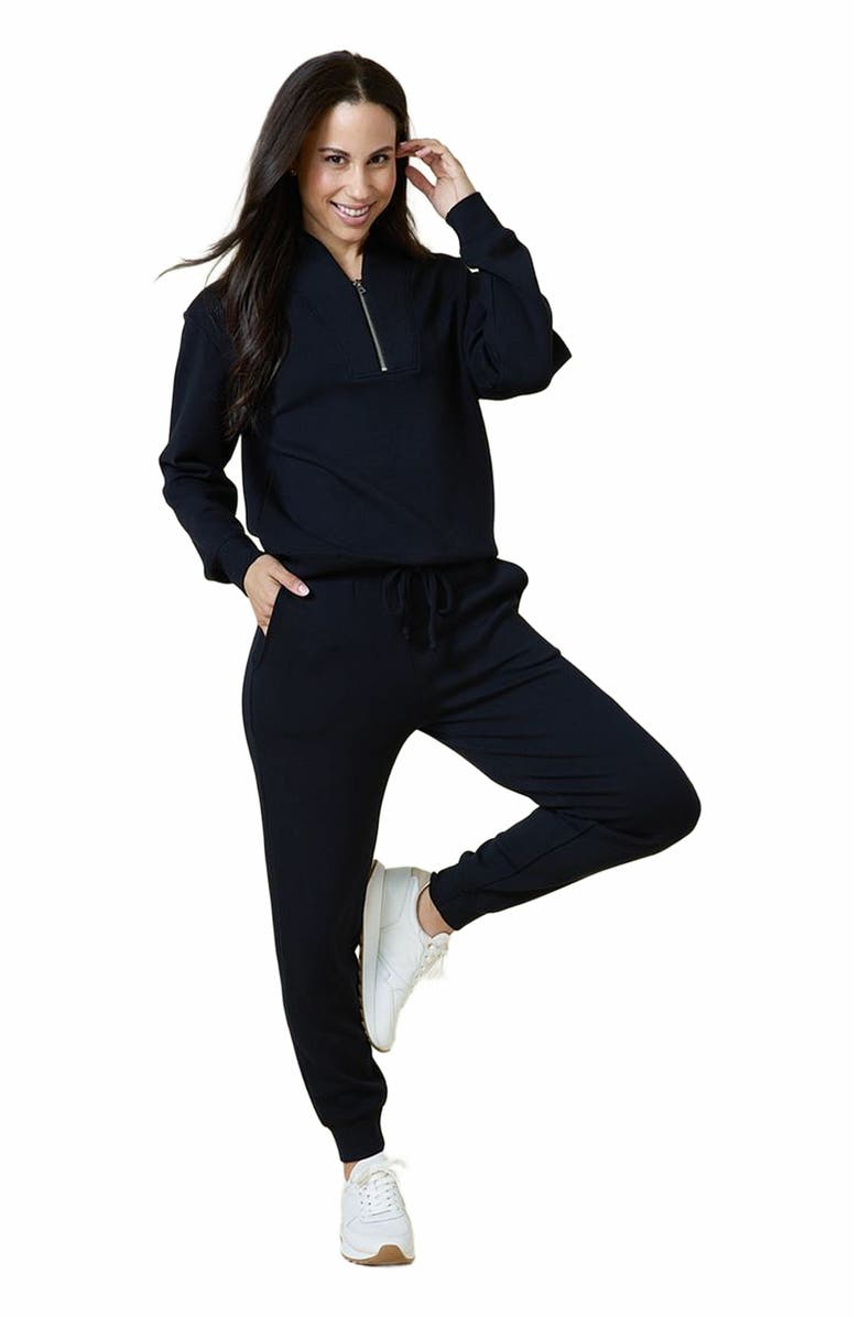Softies Athleisure DreamTech 1/4 Zip Jogger Set, Alternate, color, Black