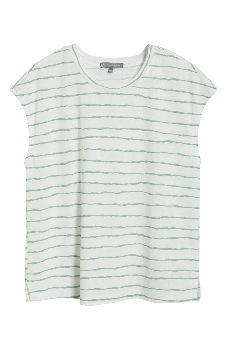 Wit & Wisdom Stripe Linen Blend T-Shirt, Alternate, color, Meadow/ Off White