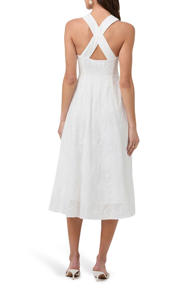 ASTR the Label Eyelet Halter Midi Dress, Alternate, color, White