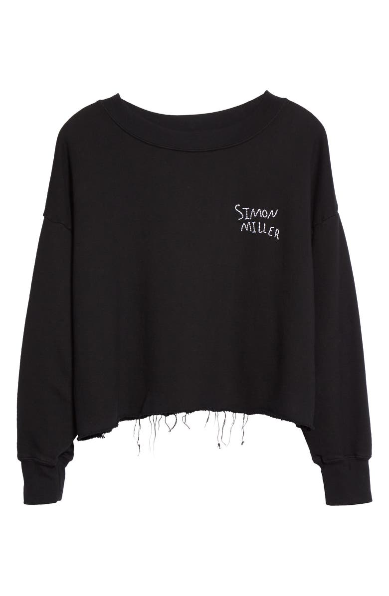 Simon Miller Logo Embroidered Crop Cotton Sweatshirt, Alternate, color,