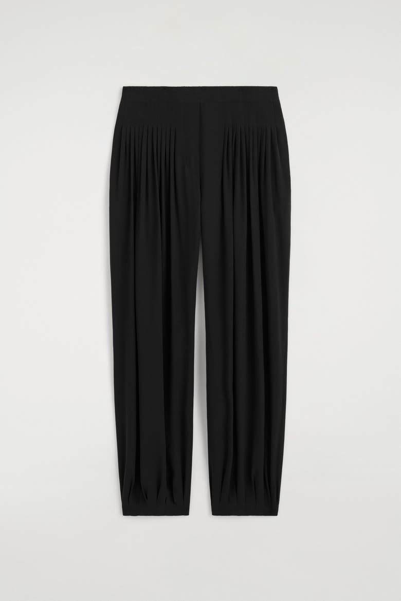Pleated Crepe Balloon Pants, Alternate, color, BLACK