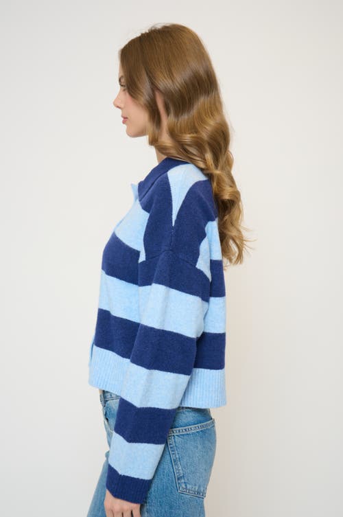 Central Park West Wyatt Striped Rugby Sweater In Blue