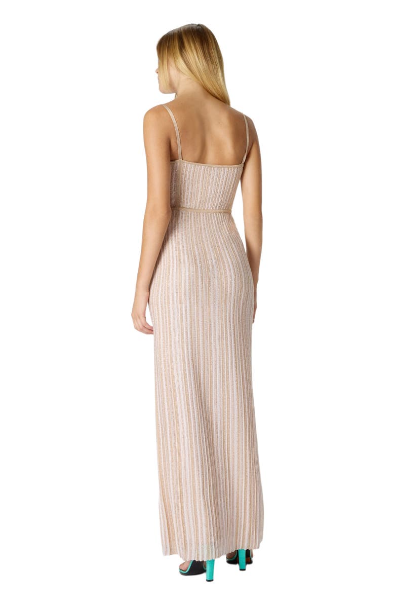 Missoni Sleeveless Long Dress With Lamé Stripes, Alternate, color, White