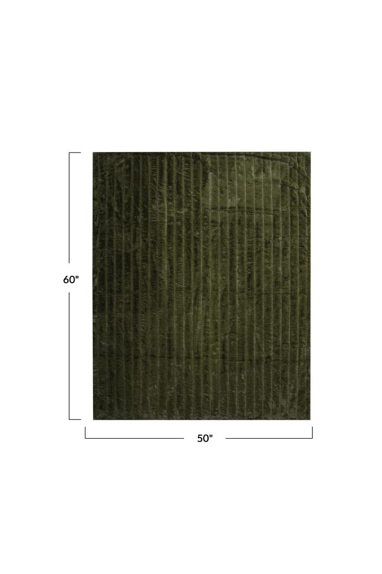 Faux Fur and Velvet Throw Blanket, Green, Alternate, color, Green