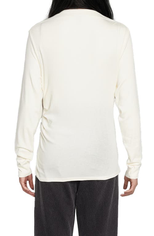 Three Dots Ramy High Neck Long Sleeve Top In Egret