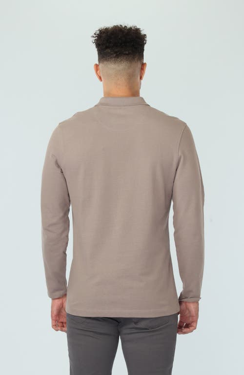 Vustra Driftwood Long Sleeve Polo In Brown