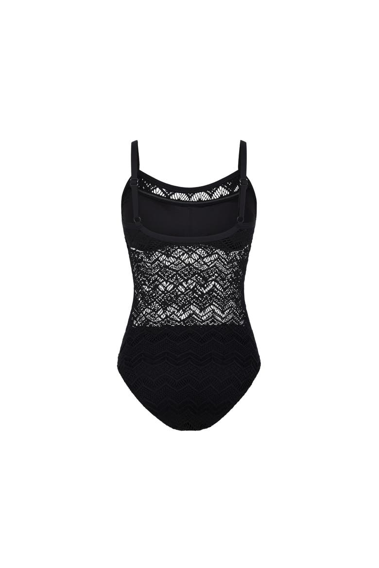 Lace One-piece Swimsuit, Alternate, color, black