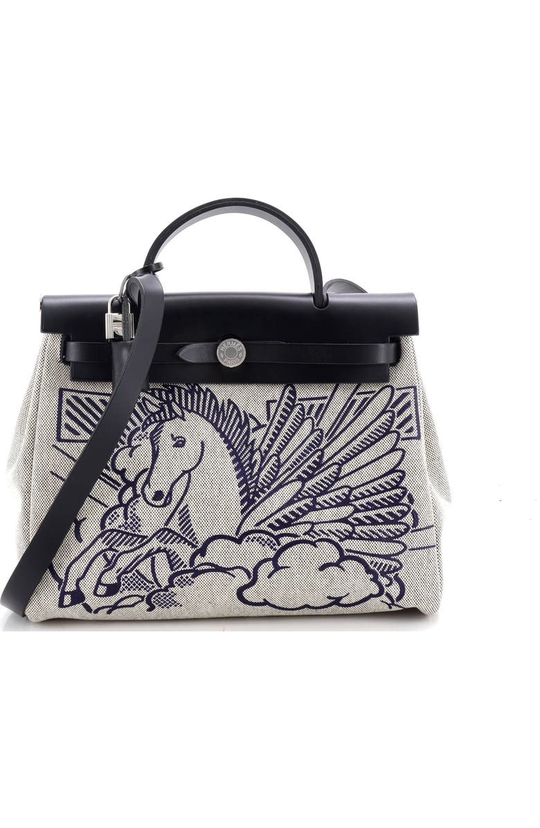 Pre-Owned Hermes Herbag Zip Pegase Pop Toile and Leather 31, Main, color, Noir