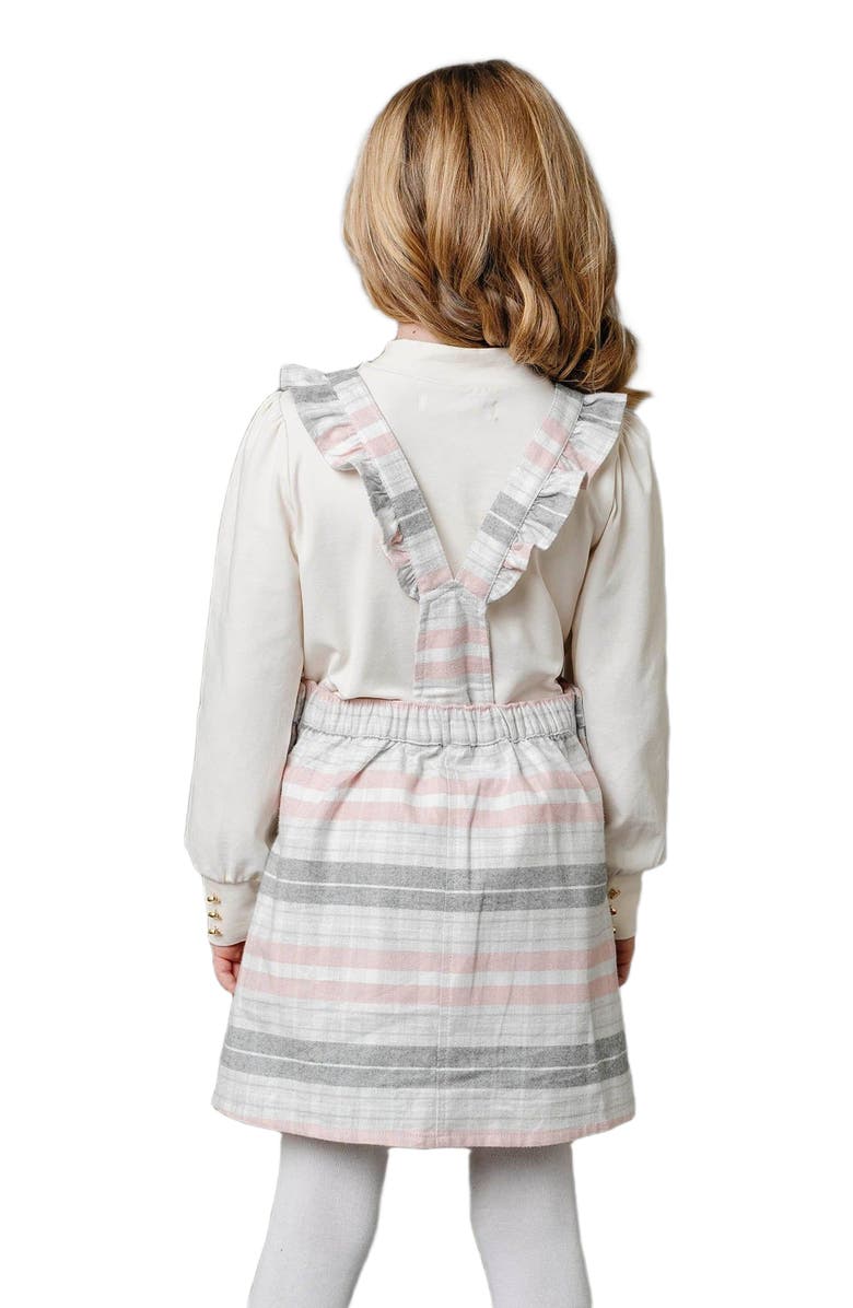 Hope & Henry Girls' Organic Ruffle Strap Skirtall, Toddler, Alternate, color, Gray And Rose Plaid