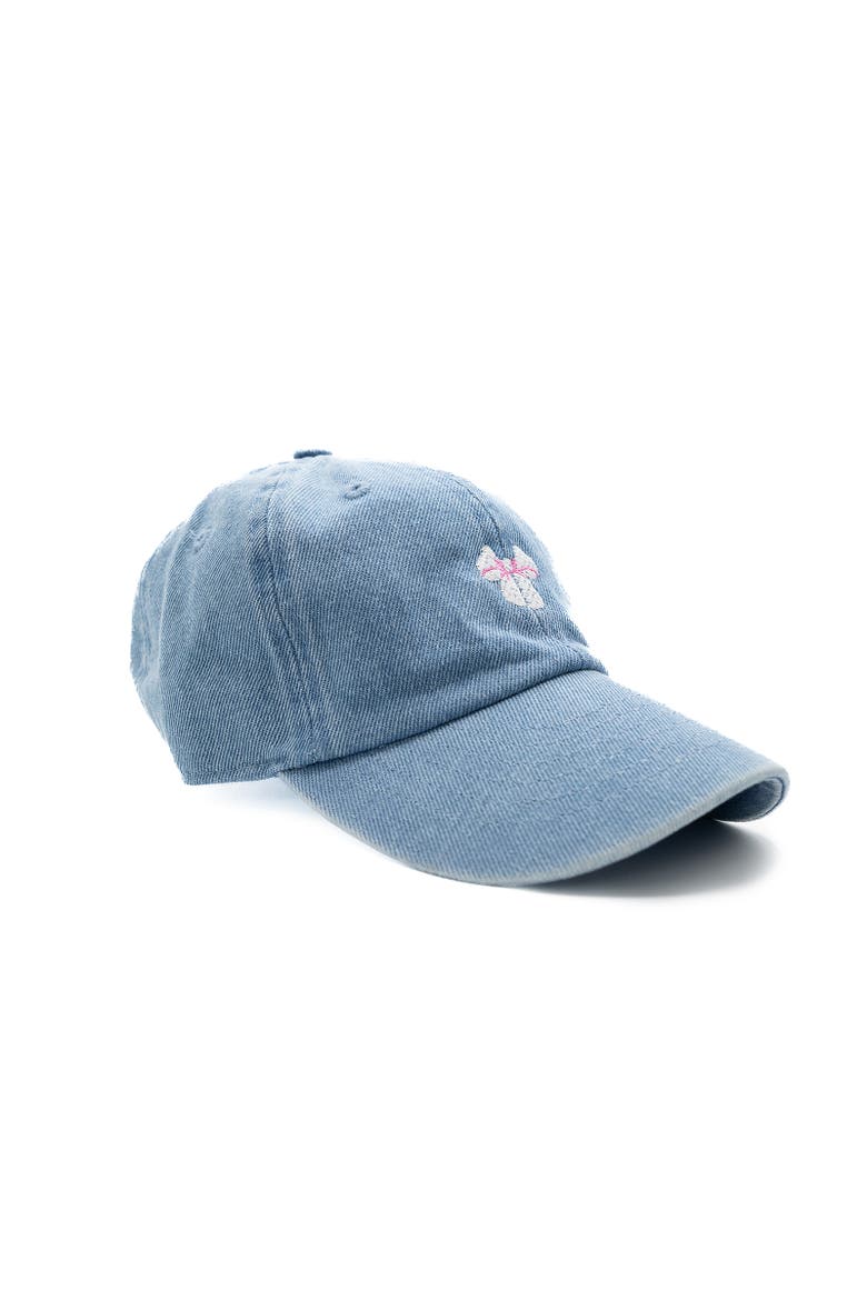 Tiny White Bow Baseball Hat - Adult, Alternate, color, Denim