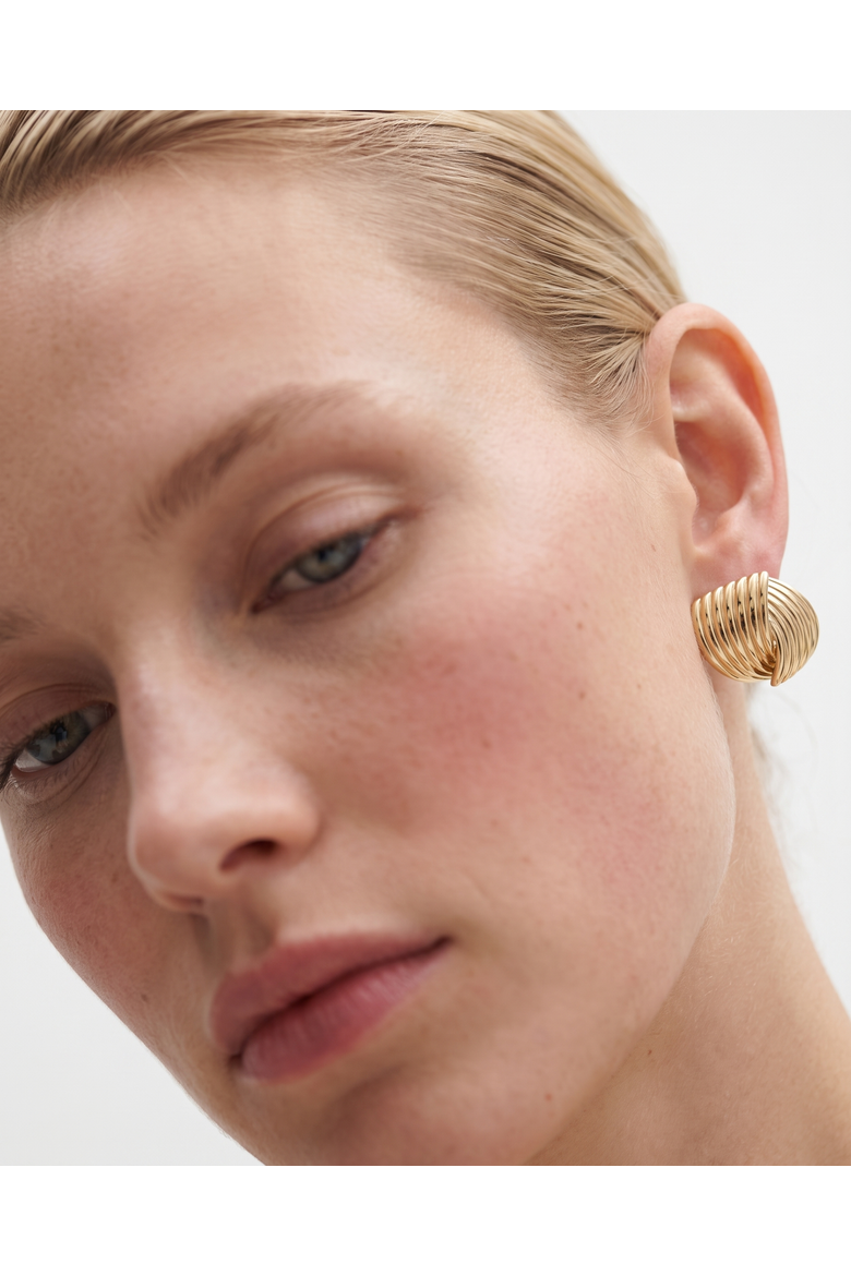 Vintage-Inspired Gold Stud Earrings, Alternate, color, Gold