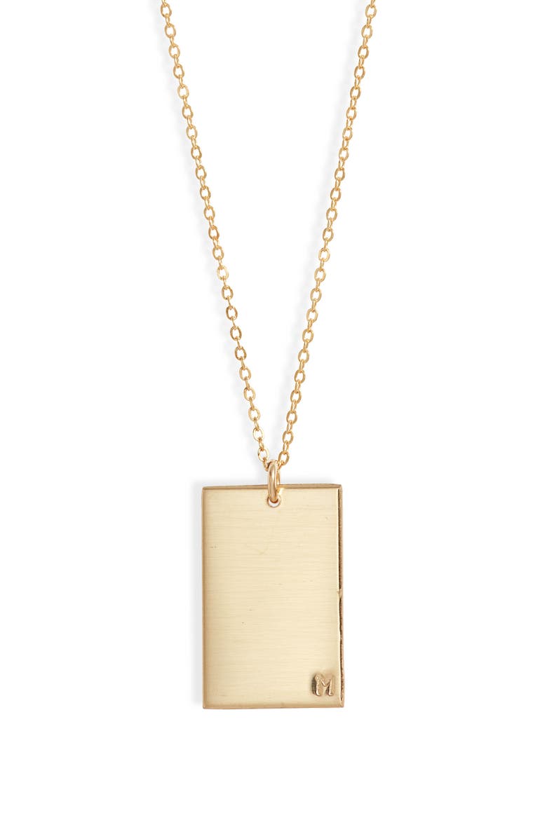 Goldie Initial Tag Pendant Necklace, Main, color, GOLD / M