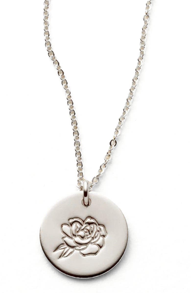 MADE BY MARY September Birth Flower Necklace, Main, color, Silver