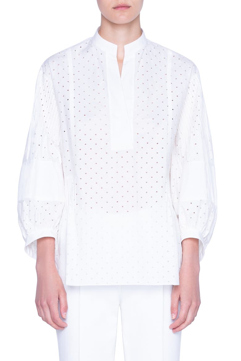Pin Dot Cotton Poplin Blouse, Main, color, CREAM