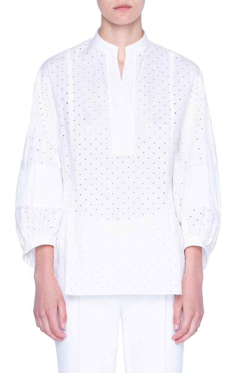 Akris punto Pin Dot Cotton Poplin Blouse, Main, color,