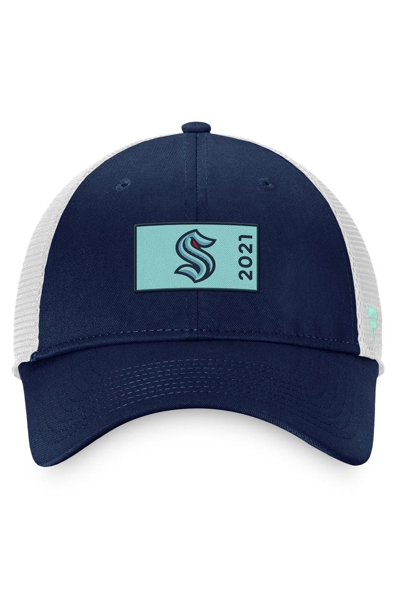 Men's Fanatics Branded Deep Sea Blue/White Seattle Kraken Authentic Pro Rink Trucker Snapback Hat, Alternate, color, Navy