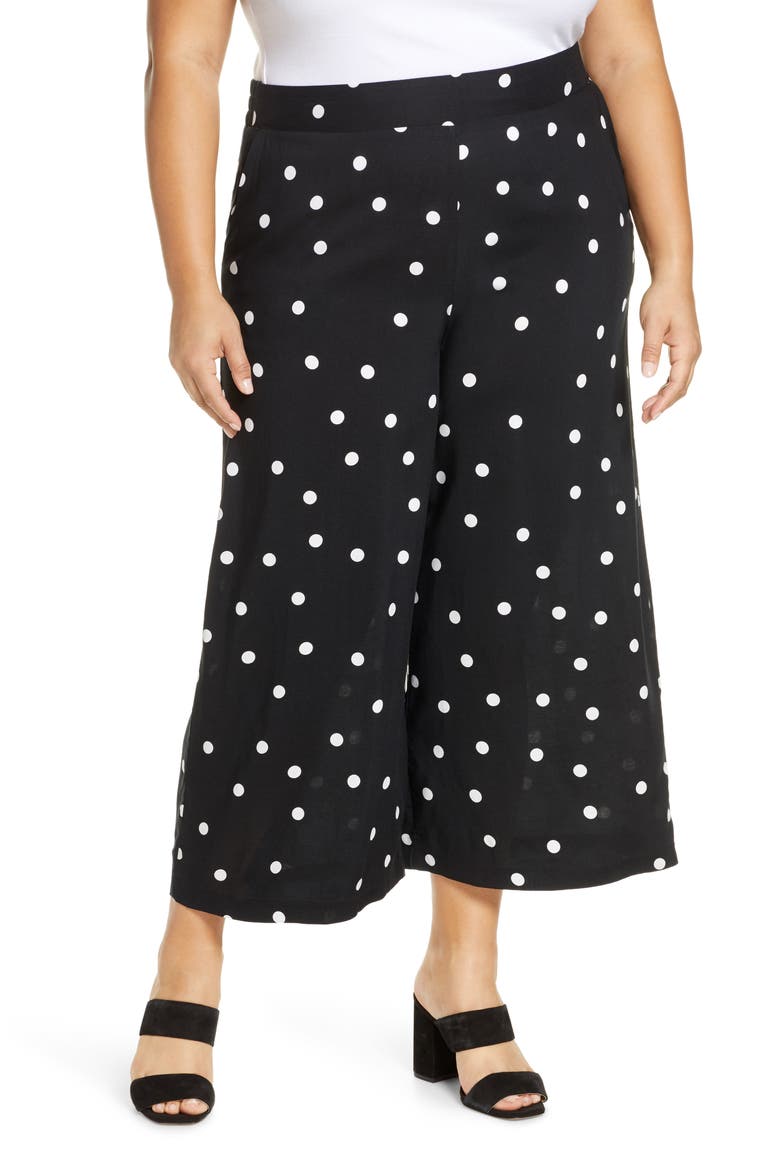 Gibson x International Women's Day The Mom In Style Crop Wide Leg Pants, Main, color, BLACK/ WHITE DOT